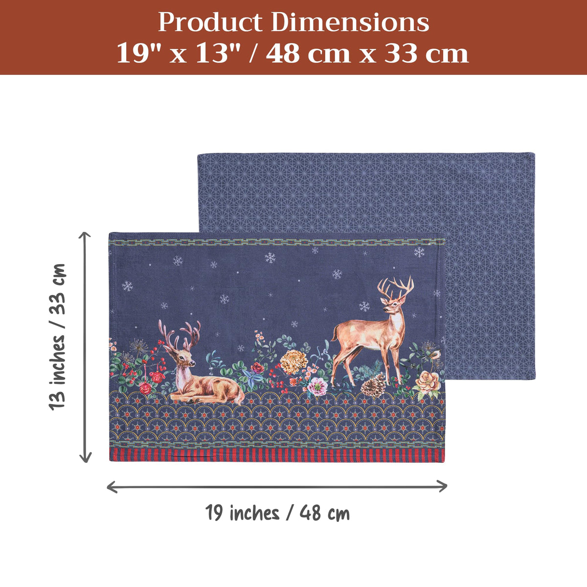 Placemats Set of 4 Reusable 100% Cotton (035 - Christmas Joy / 13" X 19" (Pack of 4))