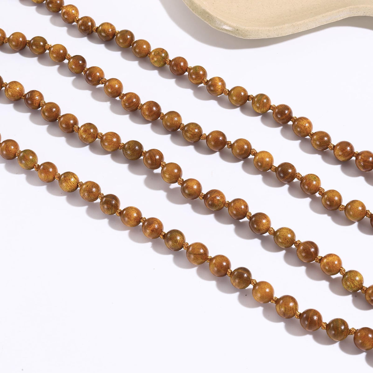 Fashion Natural Round Wood Beads 60'' Long Strand Art Deco Necklace for Women (Gold HJT)