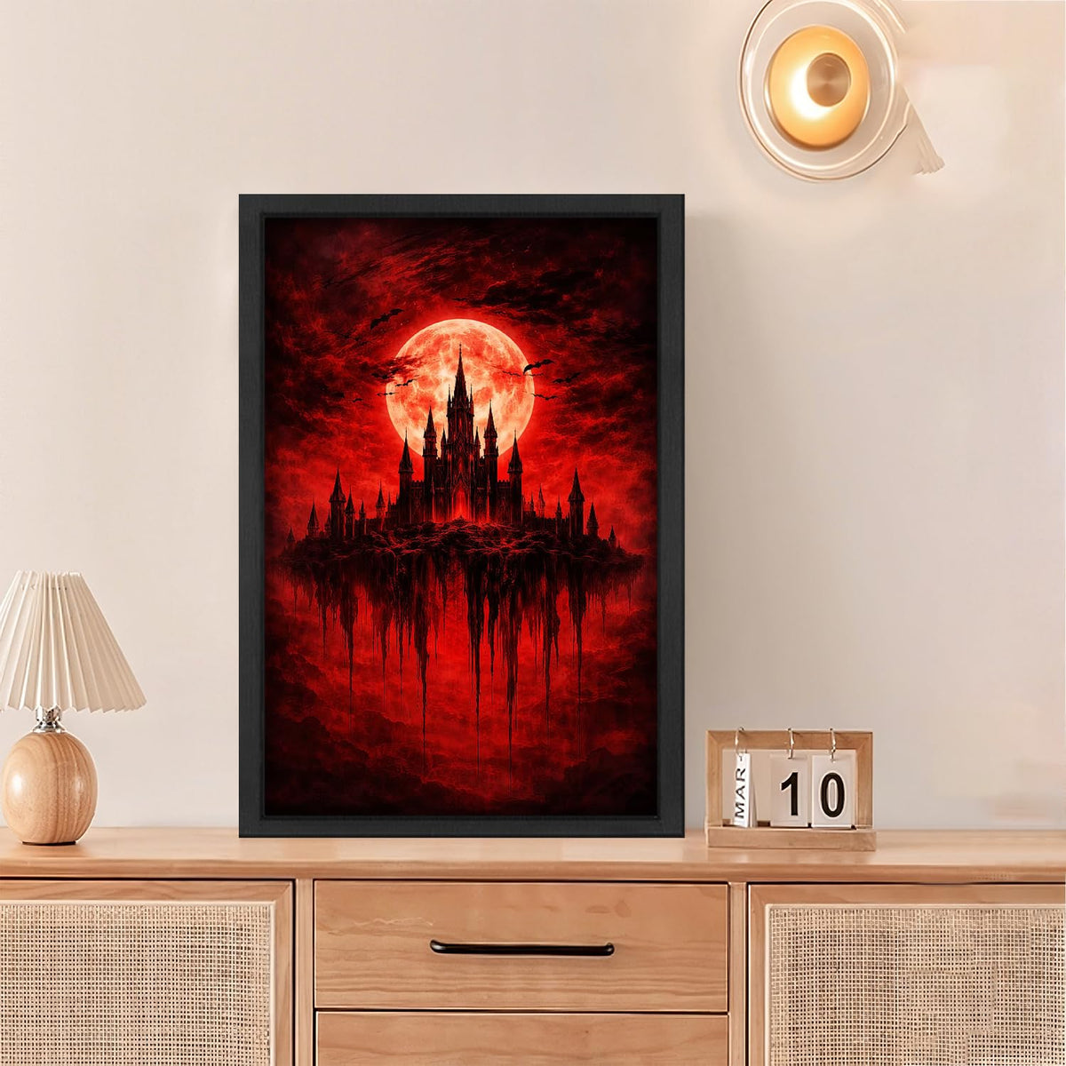 Gothic Castle Wall Art Dark Academia Canvas Wall Decor Moody Aesthetic Pictures Victorian Witchy Paintings Prints Creepy Goth Artwork Framed Decorations For Bathroom Bedroom Living Room Office Gifts 16" x 24" (Gothic / 24"L x 16"W)