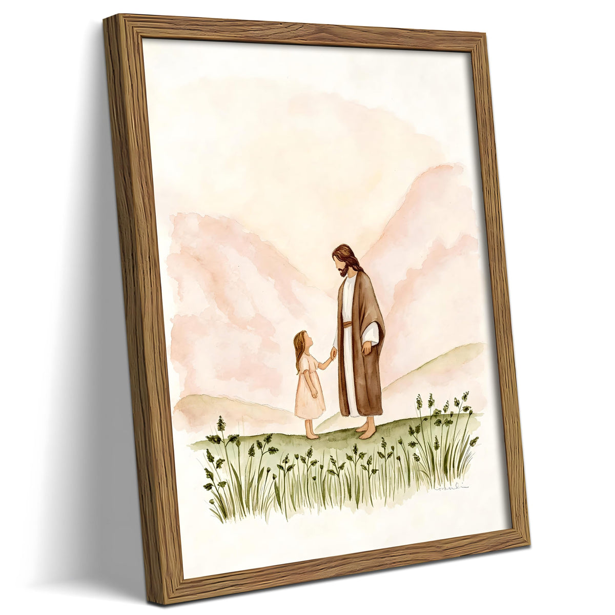 Jesus and Child Framed Canvas Wall Art (A-Jesus / 24"L x 16"W)