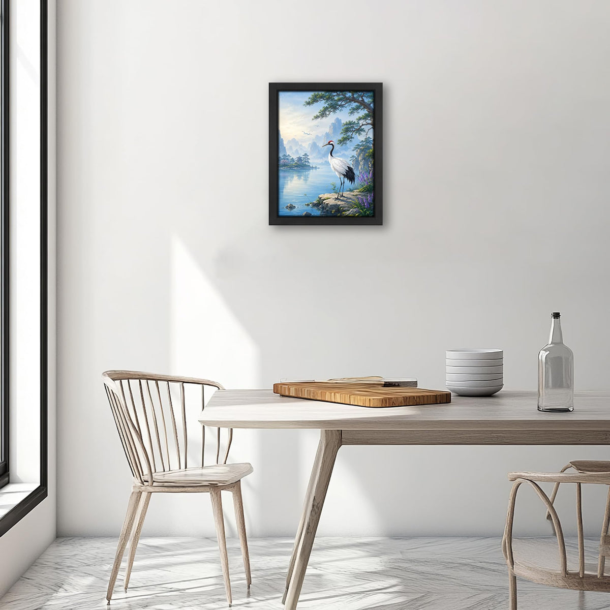 Red Crowned Crane Decor Wall Art (Wall Art Framed 18 / 24"L x 16"W)