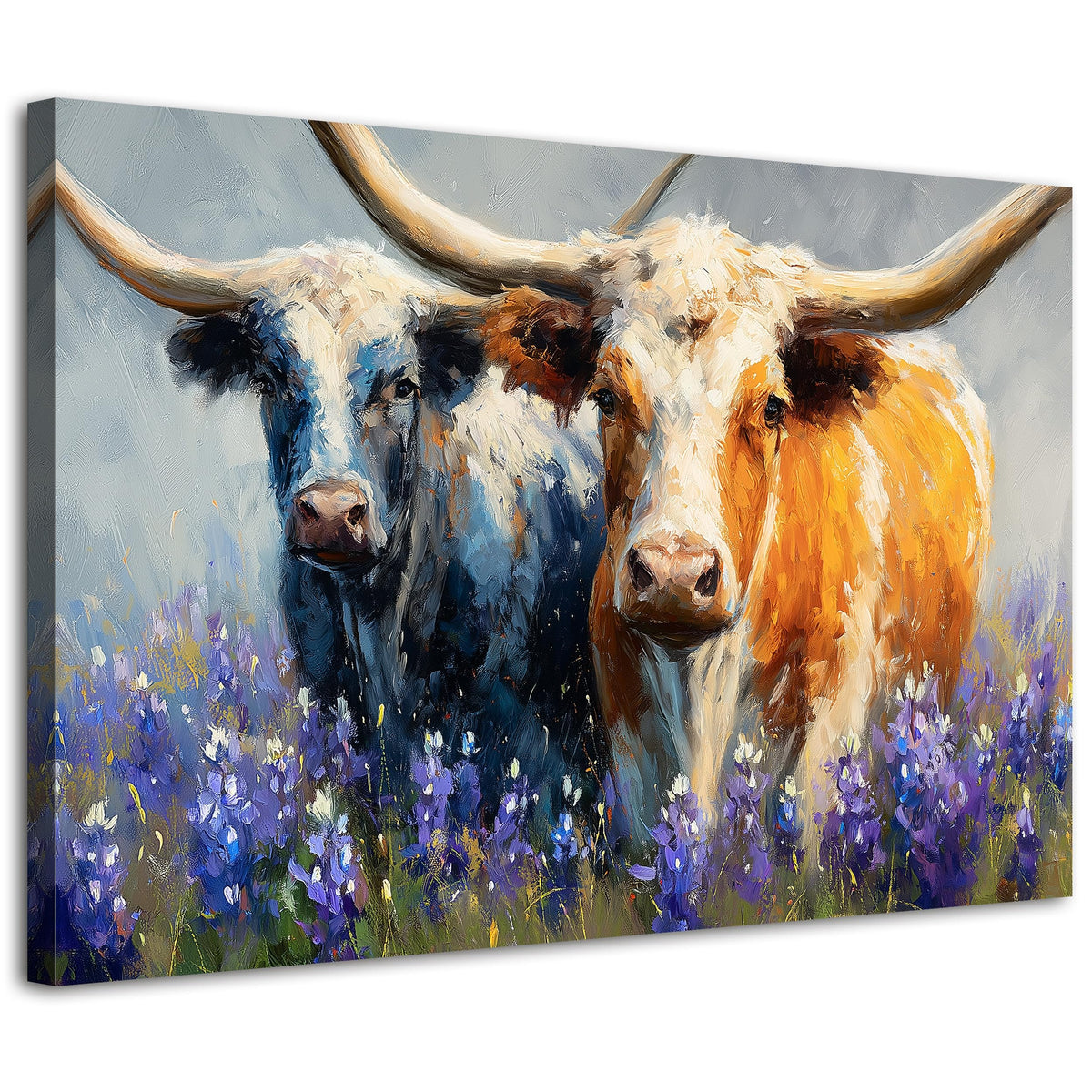 Farmhouse Highland Cow Wall Art Western Wall Decor Kitchen Living Room Large Highland Cow Picture Canvas Prints Decor Abstract Nature Country Animals Painting Poster Lavender Landscape Artwork 24x36” (36"L x 24"W / HighlandCow2)