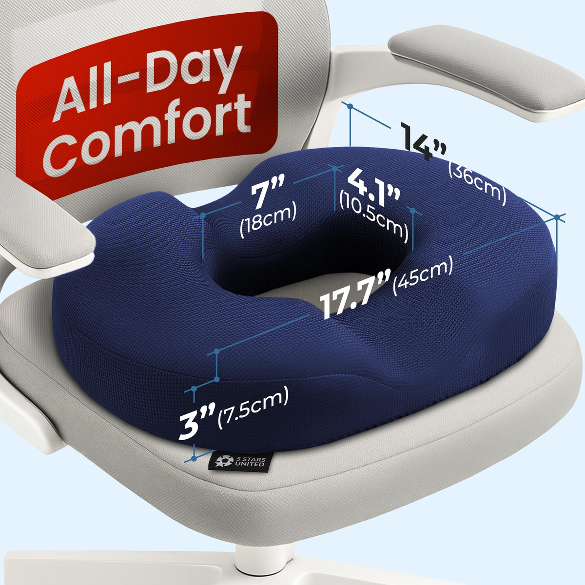 Donut Pillow for Tailbone Pain & Hemorrhoids (Blue)