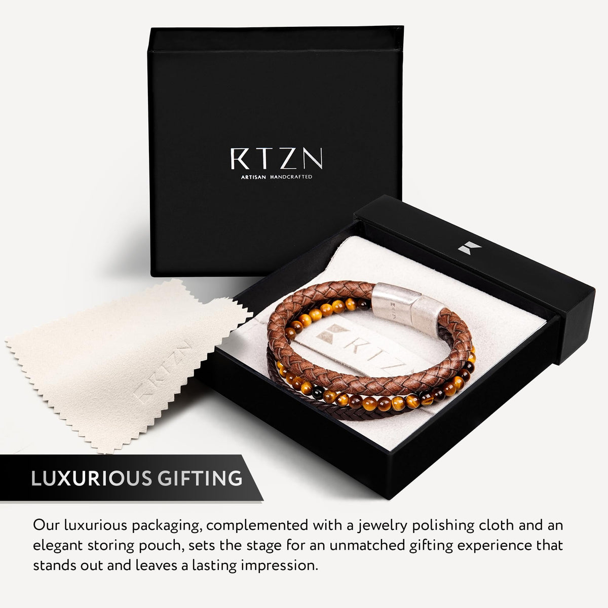Brown Leather Bracelet for Men (Medium / Multi-Strand)