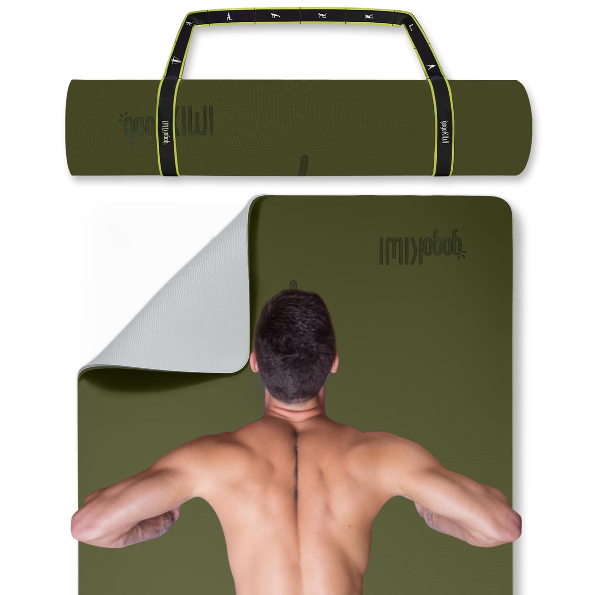 Extra Wide Yoga Mat for Men Women (Olive Green / Extra Cushion (1/2 Inch Thick))