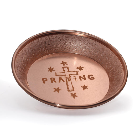 Copper Offering Prayer Ritual Bowl Plate (Praying)