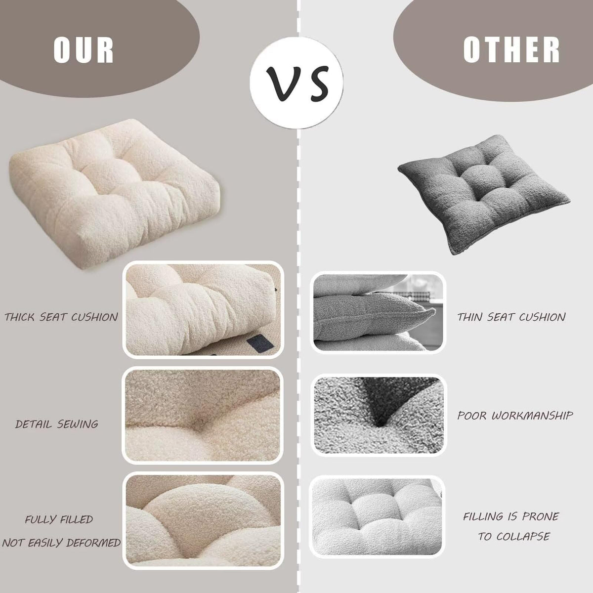 Large Meditation Pillow Set of 2 (Beige / 18×18in)