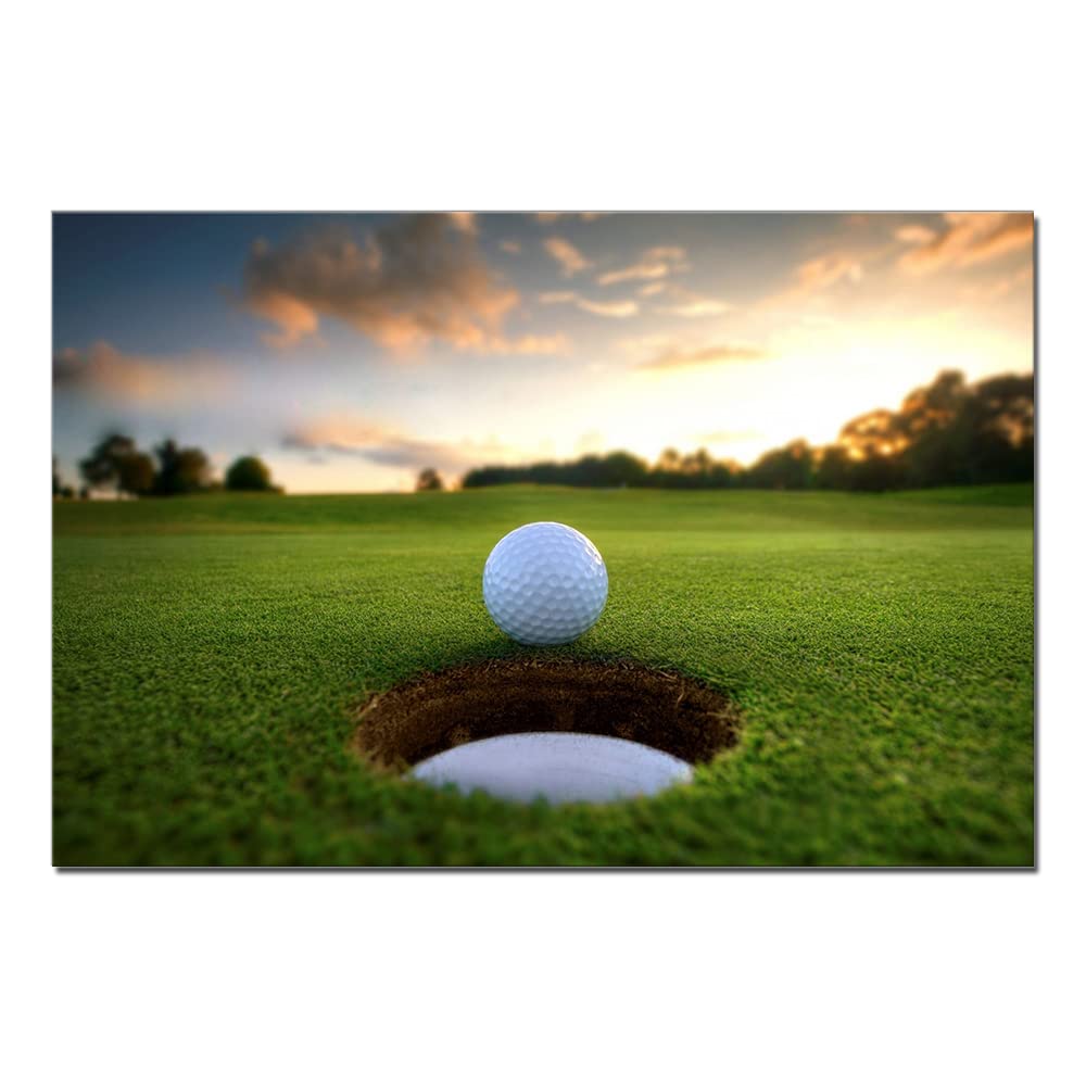 Large Artwork Golf Ball Men Cave Wall Art Golf Course Sport Themed Sunset (36"L x 24"W / Golfing)