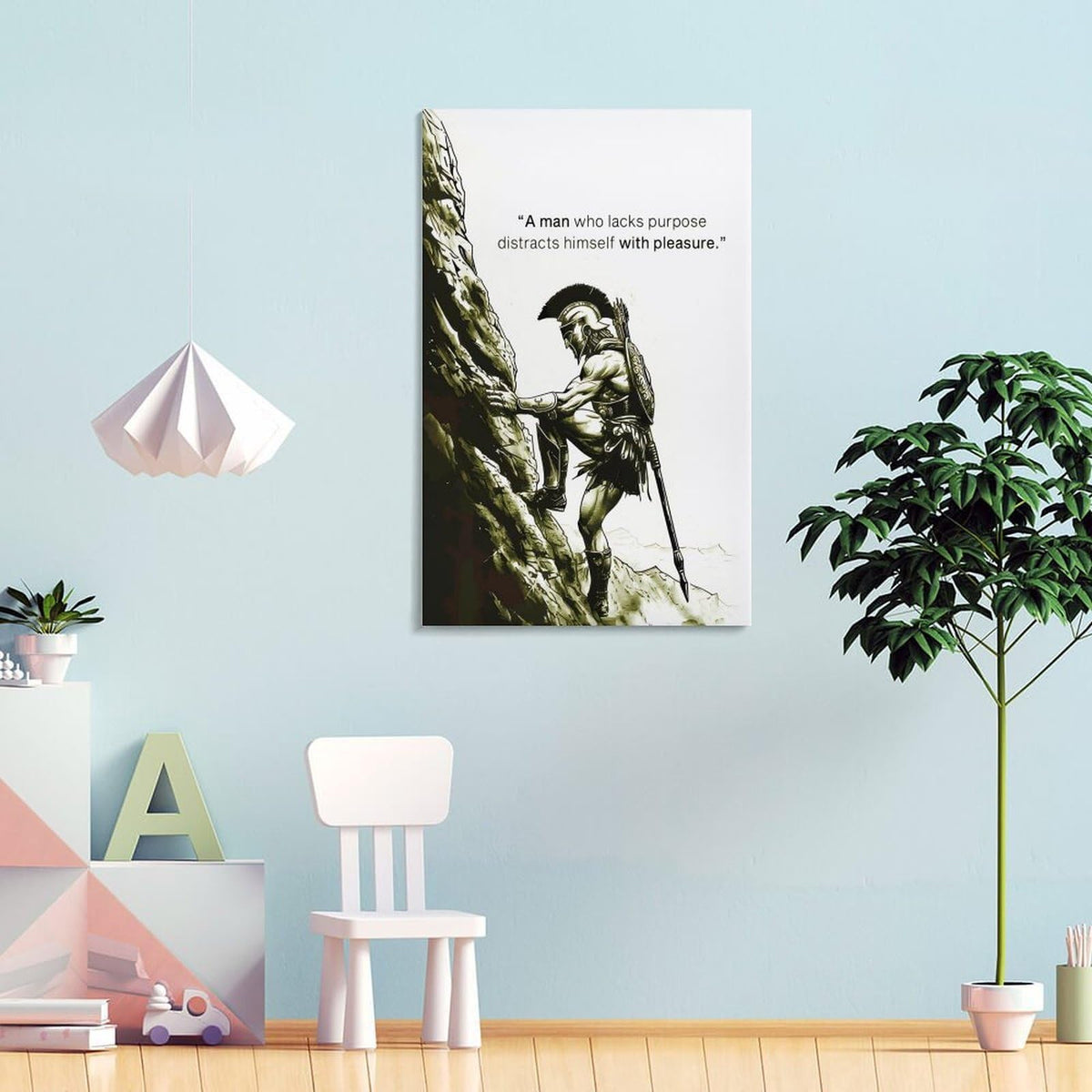 A Man Who Lacks Purpose Spartan Warrior Canvas Printing Wall Art Prints Wall Decor Posters Motivational Mountain Climber Nordic Minimalist Living Room Bedroom Office Gym 20x30inch (style-44 / 20x30inch(50x75cm) Frame)