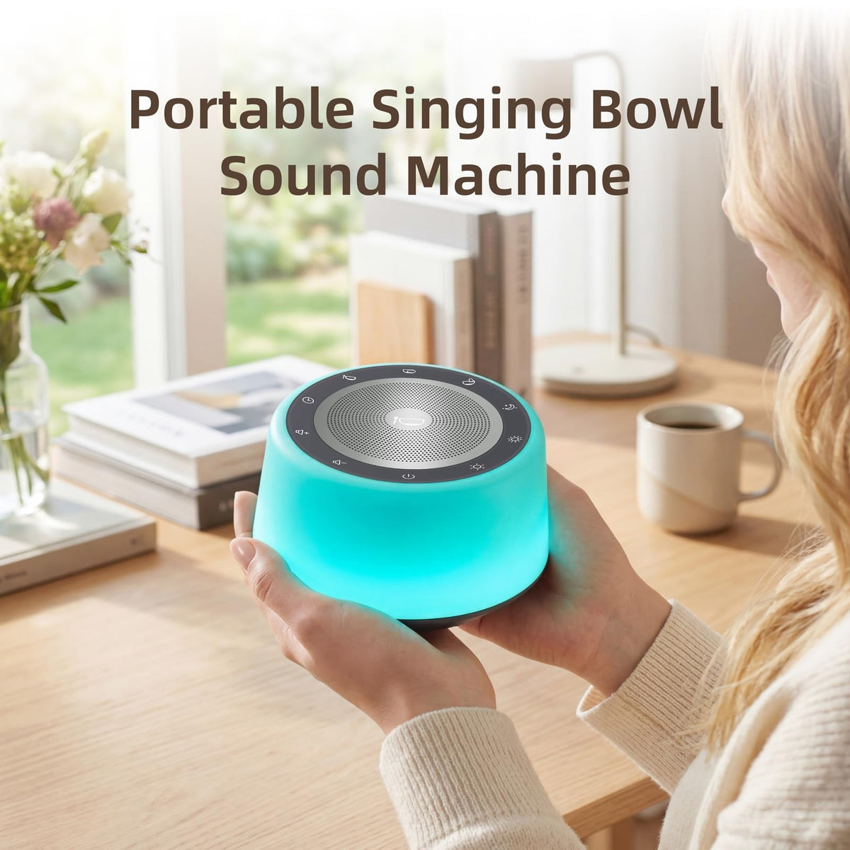 Automatic Tibetan Singing Bowl Sound Machine (Gray & Blue / Standard)