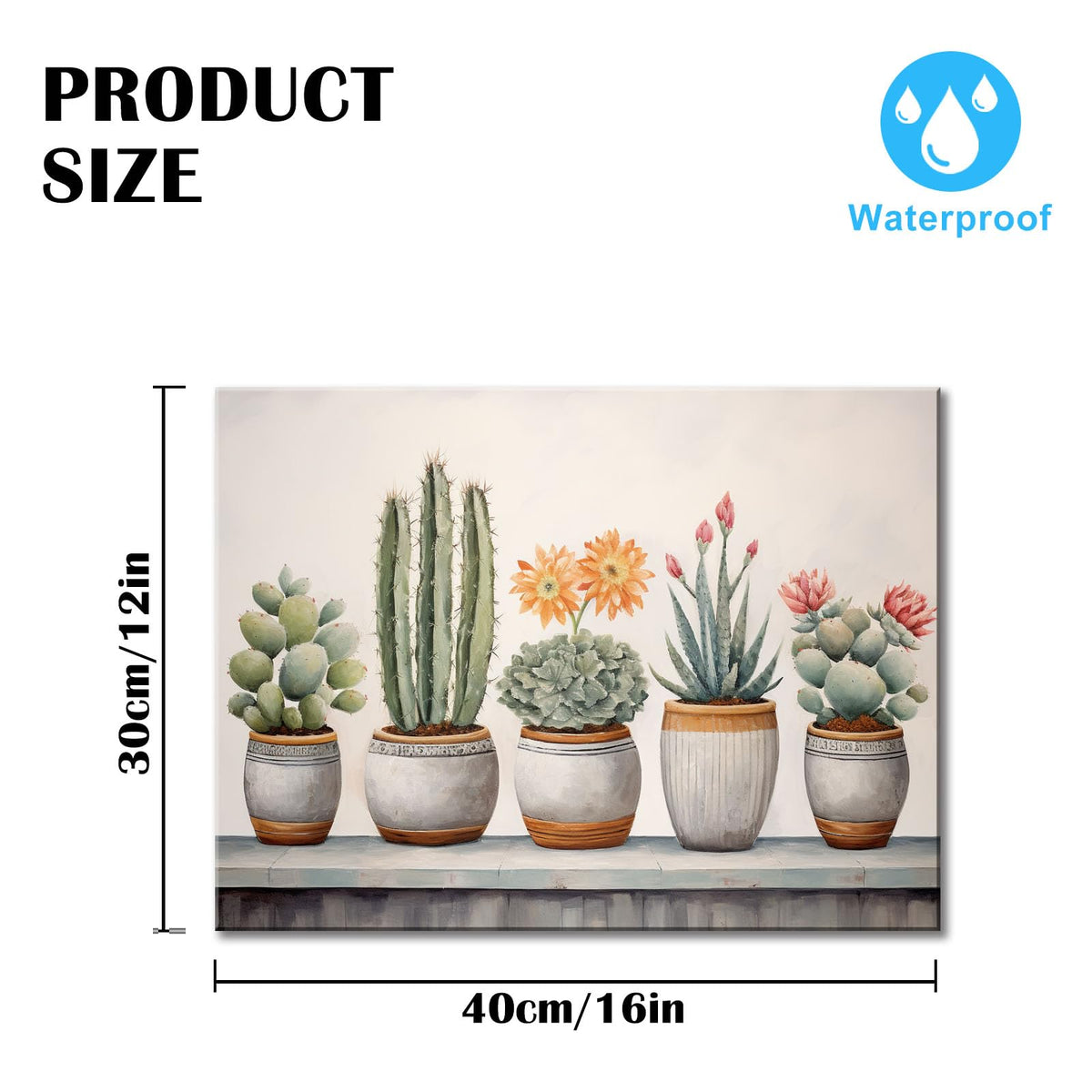 Cactus Canvas Prints Painting Farmhouse Decor Botanical Plant Wall Art Cactus Posters for Kids Room Living Room Baby Room Bedroom Bathroom Office Decor Framed Ready To Hang 12x16inches (16"L x 12"W / Cactus)