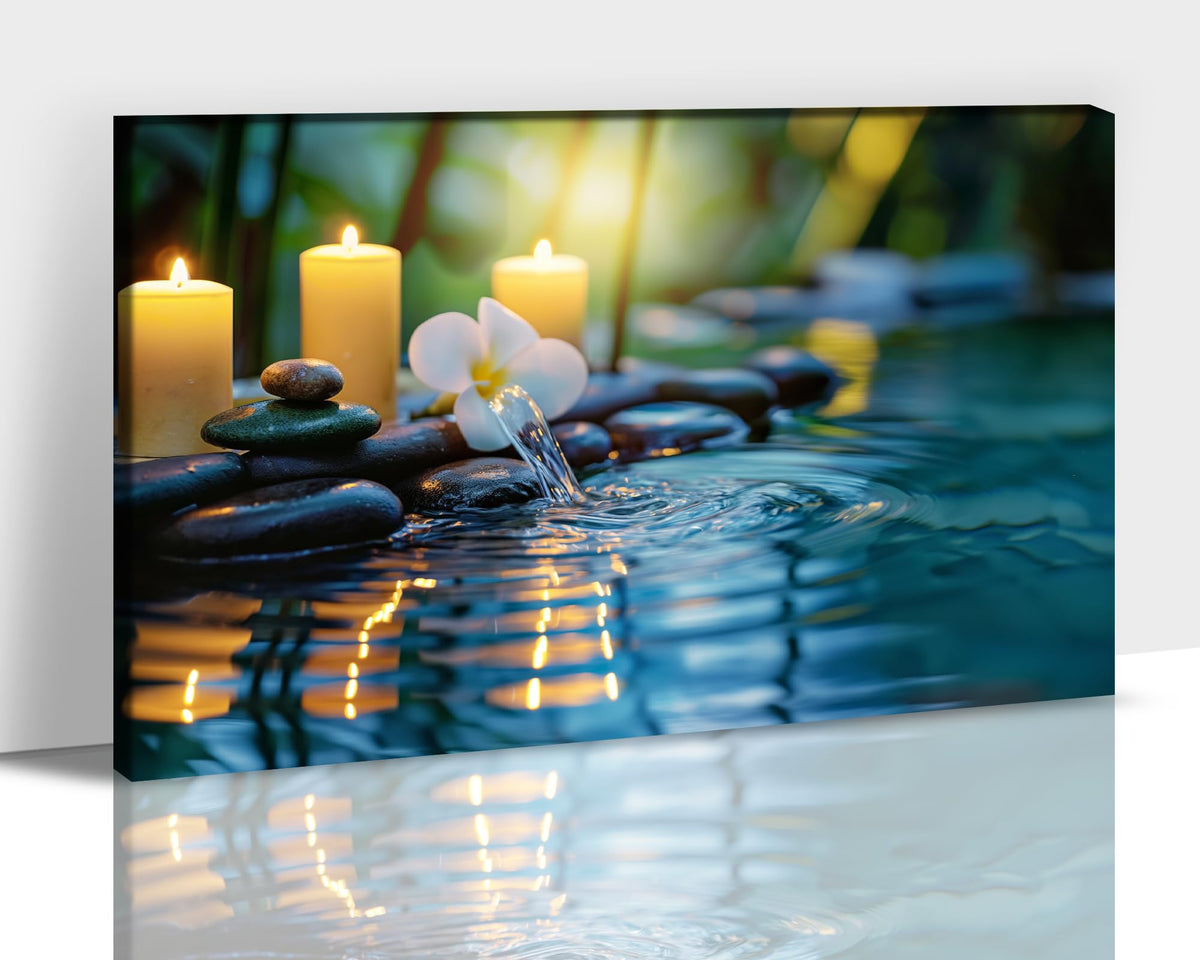 Zen Wall Art Zen Black Stone Canvas Prints for Meditation Office Decor (Zen Stones Canvas Frame-09 / 48"L x 32"W)