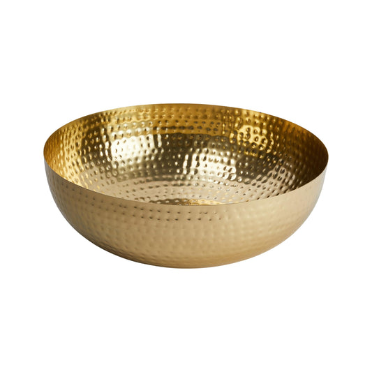 Round Hammered Metal Serving and Mixing Bowl (Gold Finish)