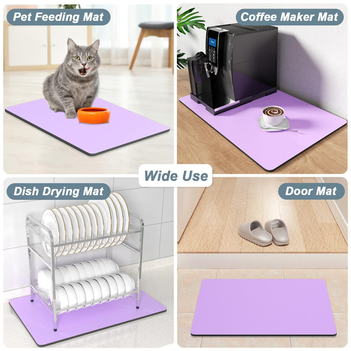 Coffee Mat 12" x 19" Coffee Bar Mats for Espresso Machine Station Accessories and Organizer (A-Vanilla Purple / 12" x 19")