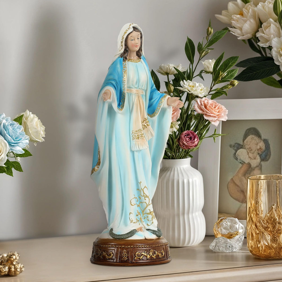 12 Inch Virgin Mary Statue (White+blue)