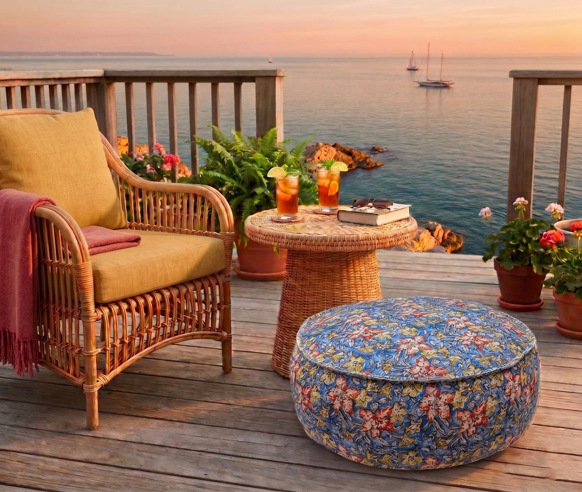 Bohemian Outdoor Floor Pillow Cover (24x8 Cover Only / Outdoor Blue)