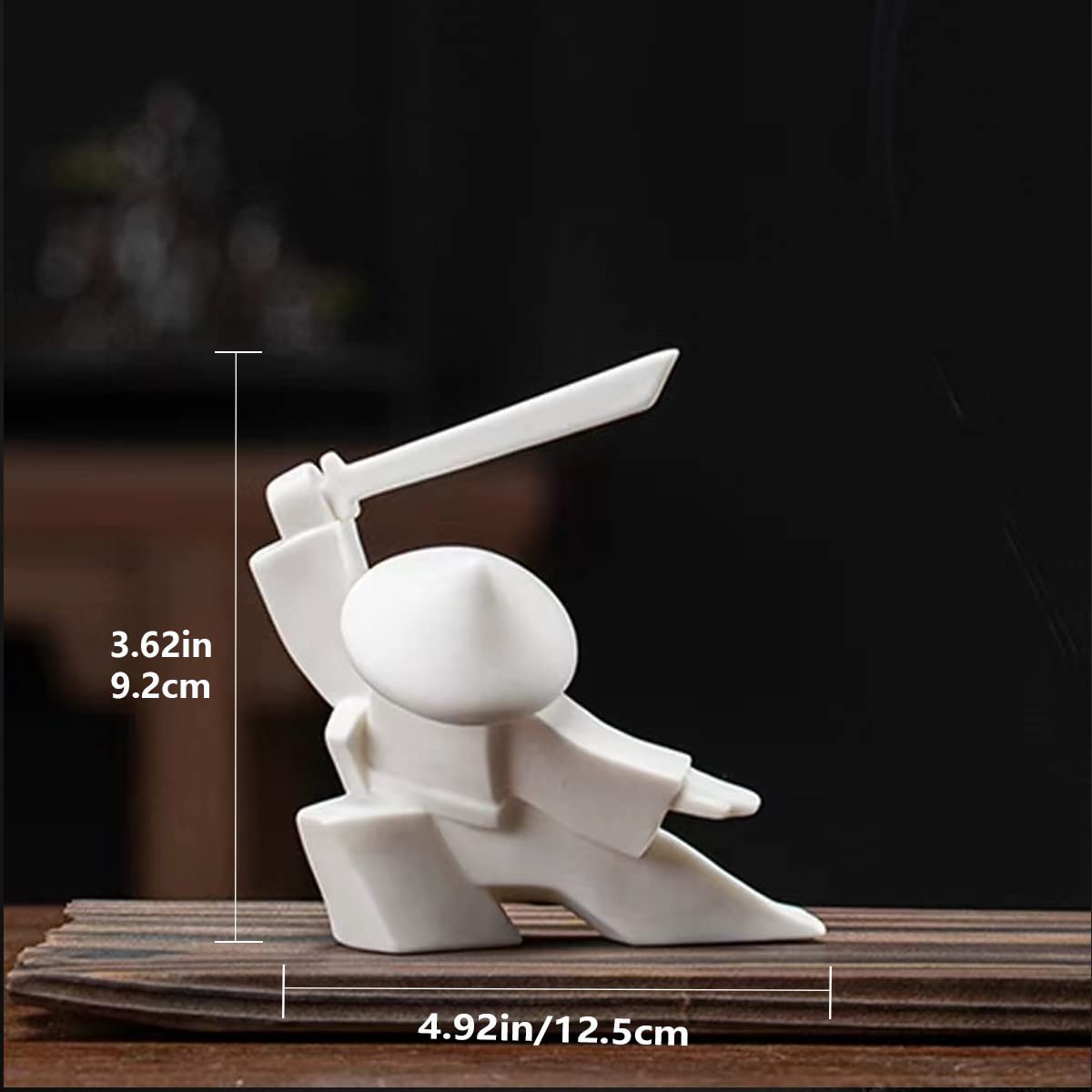 Samurai Statue Decor Japanese Warrior Decor Children's Room Statues (Whitec and Greenc)