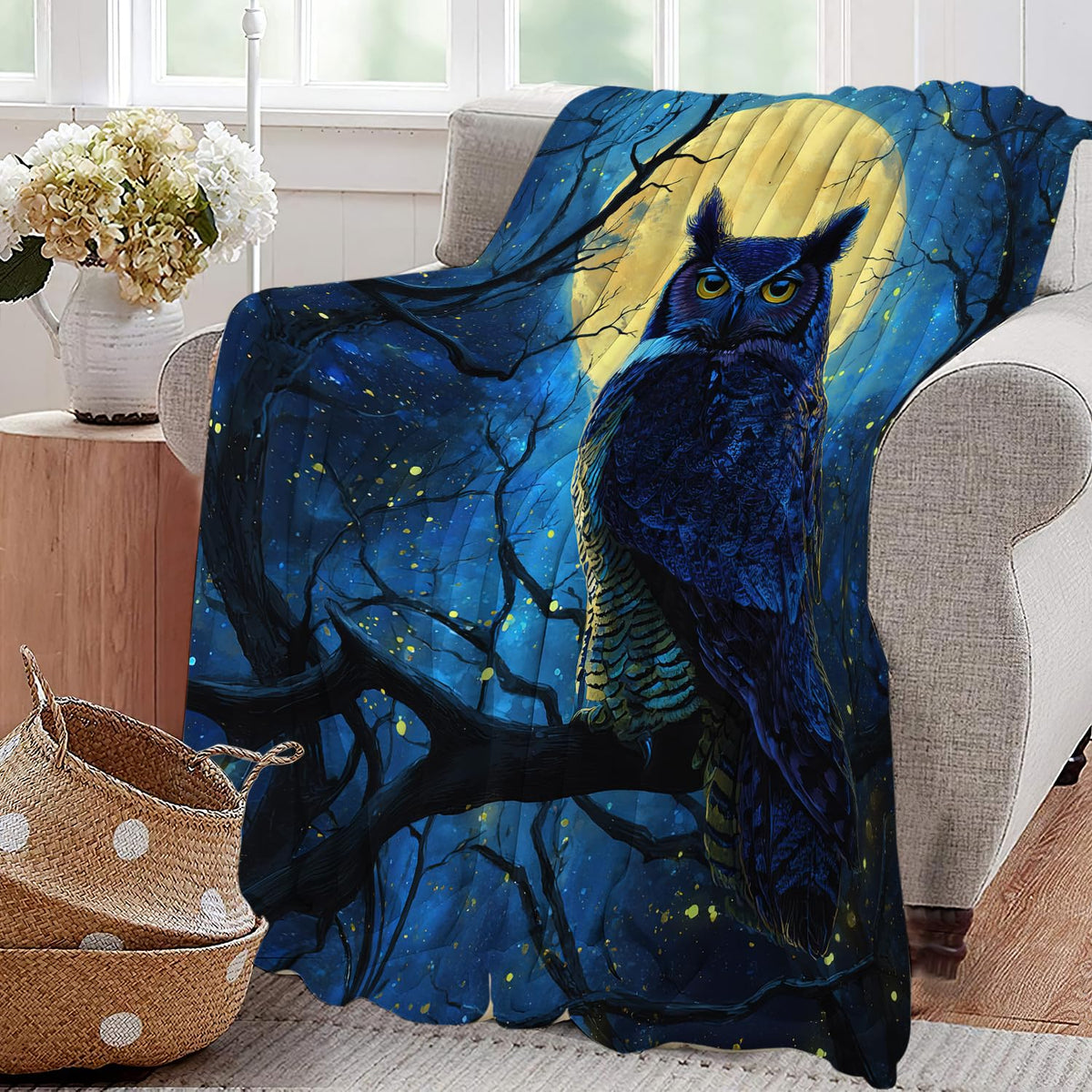 Owl Fleece Throw Blanket Animal Gifts Room Decor 40"x50" (Owl / 40"X50")