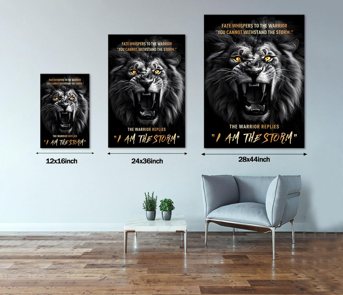 Motivational Wild Lion Letter Motivational Wall Decor Canvas Prints Inspirational Quote I Am The Storm Posters for Bedroom Office Modern Artwork Framed Ready to Hang (Style_06 / 36"L x 24"W)