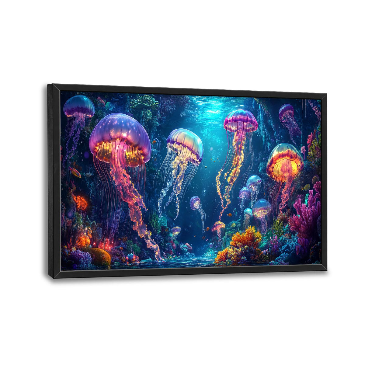 Ocean Jellyfish Large Wall Art Marine Life Framed Wall Decor Underwater World Canvas Pictures Painting for Living Room Bedroom Kids Room Bathroom 24"x36" (Ocean Jellyfish / 36"L x 24"W)