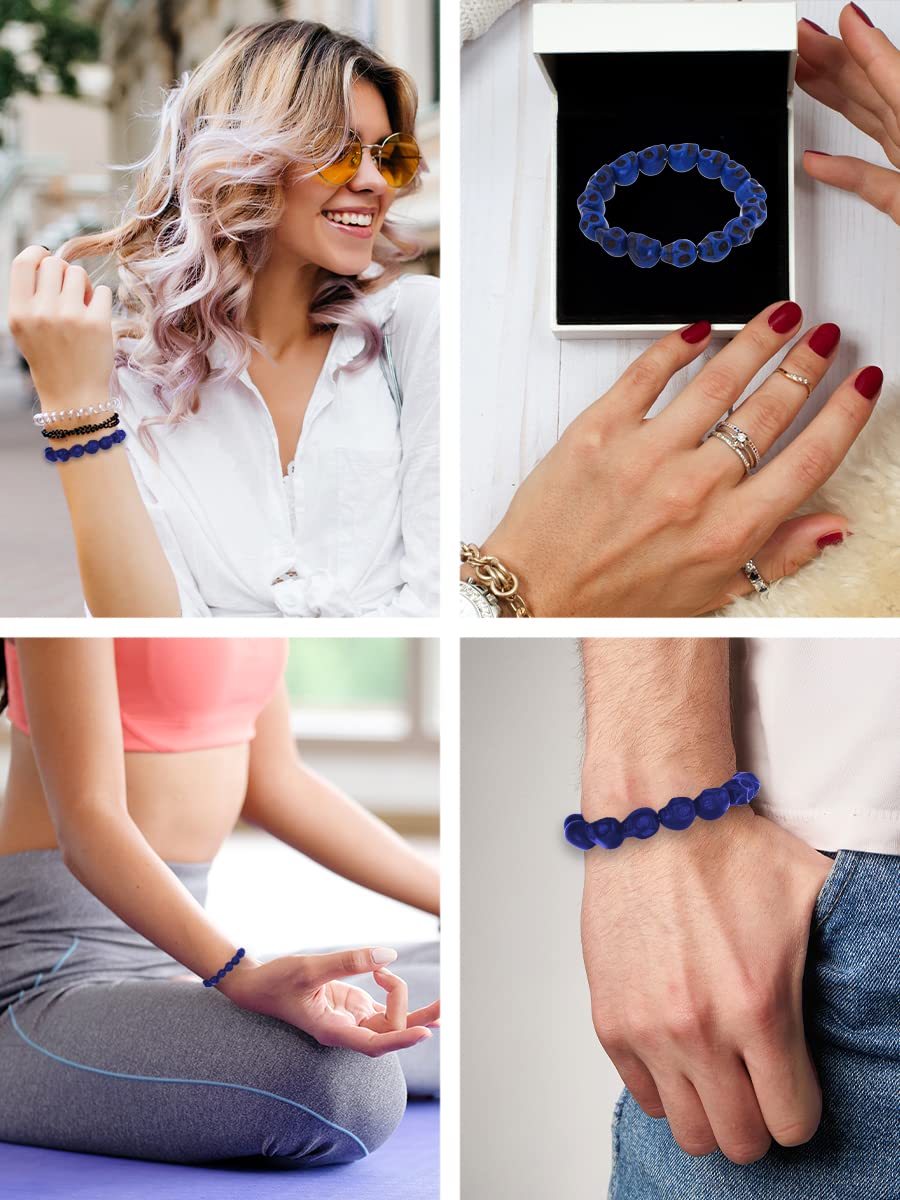 Skull Bracelet for Men Women (Navy Blue)