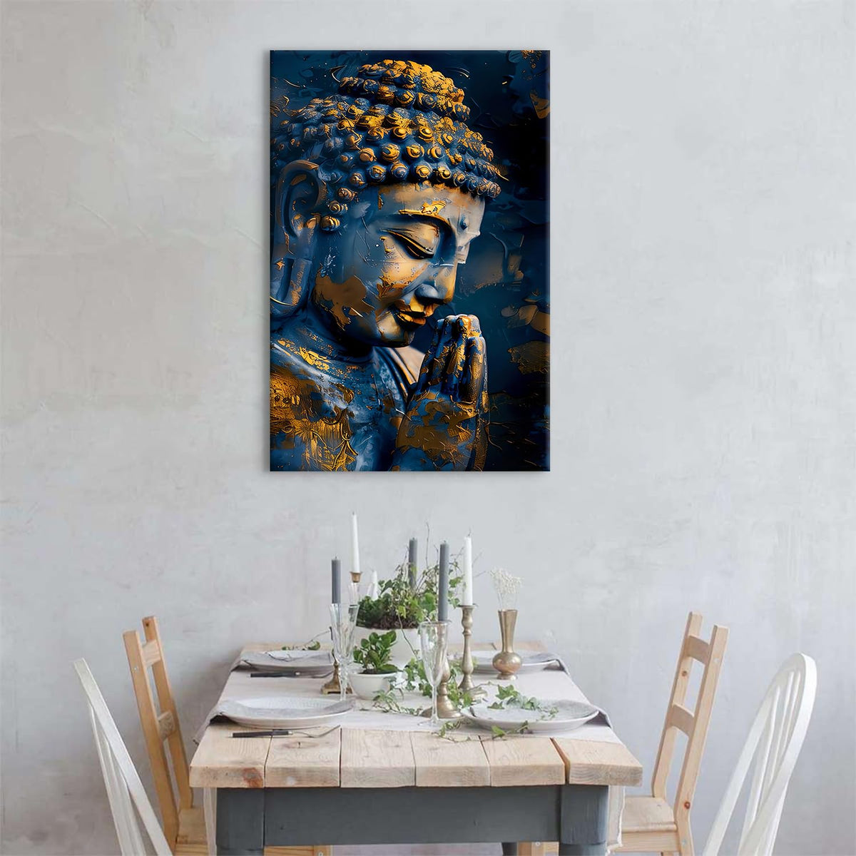 Buddha Wall Art Zen Wall Decor Buddhism Canvas Painting Prints Abstract Buddhist Statue Poster Framed Religious Meditation Artwork for Spa Yoga Living Room Bedroom Bathroom Home Decorations 16x24 (24"L x 16"W / Buddha)