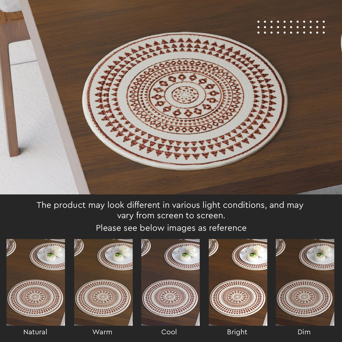 Dining Placemats (Maroon Mandala-3 Print / 13" (Set of 4))