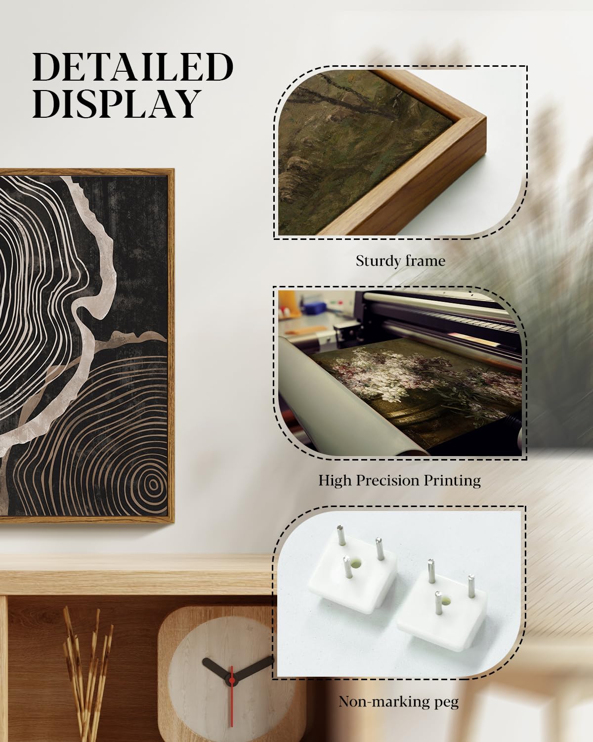 Framed Canvas Art Print Set 2PCS Wood Tree Ring Spiral Wall Art (Growth Ring / 12"x16"x2)