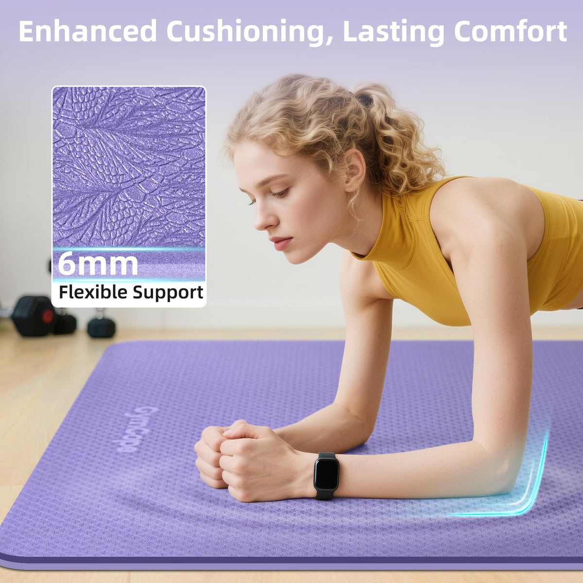 Extra Large Yoga Mat (72x48x1/4inch / Purple)