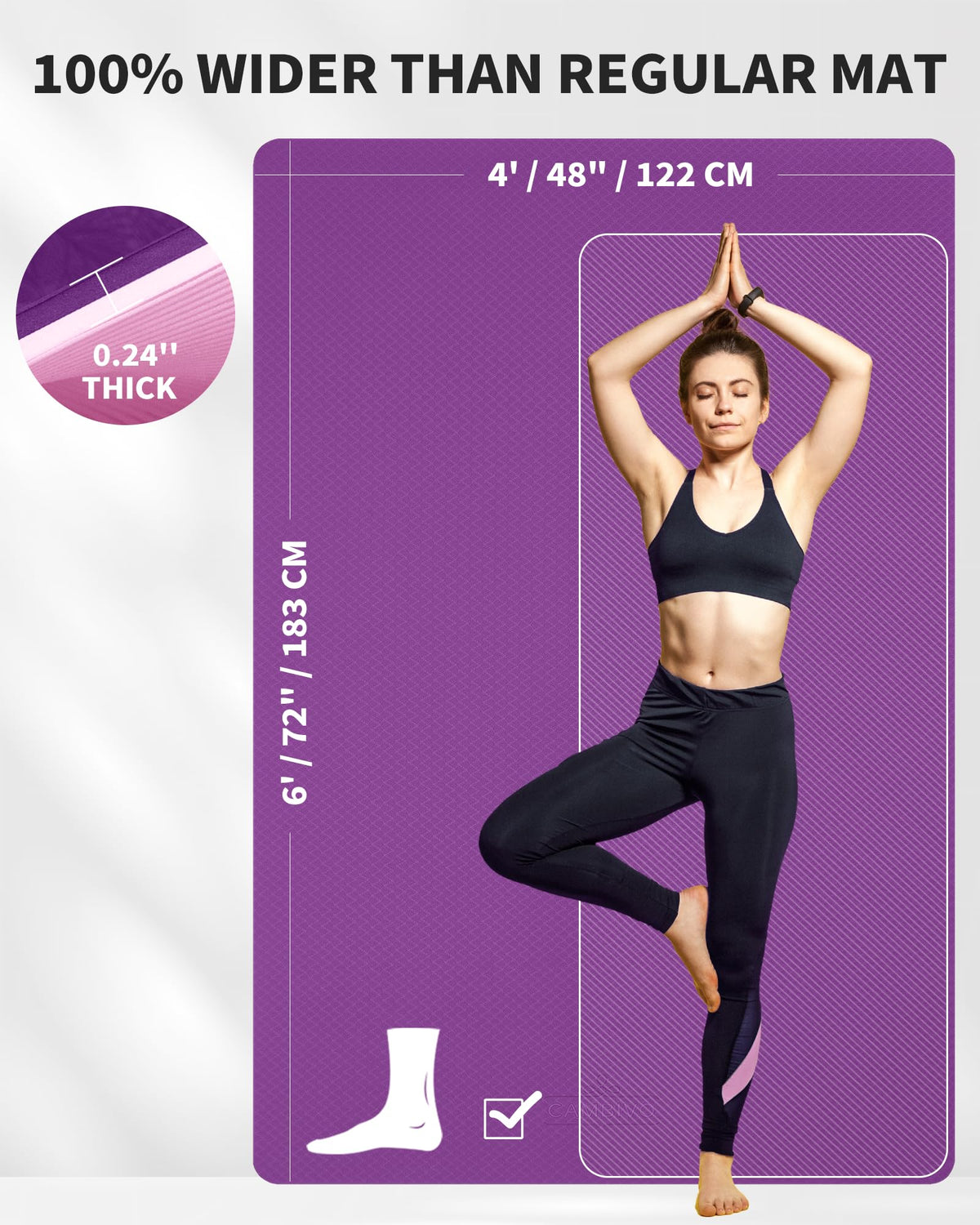 Large Yoga Mat (PURPLE / 6mm)