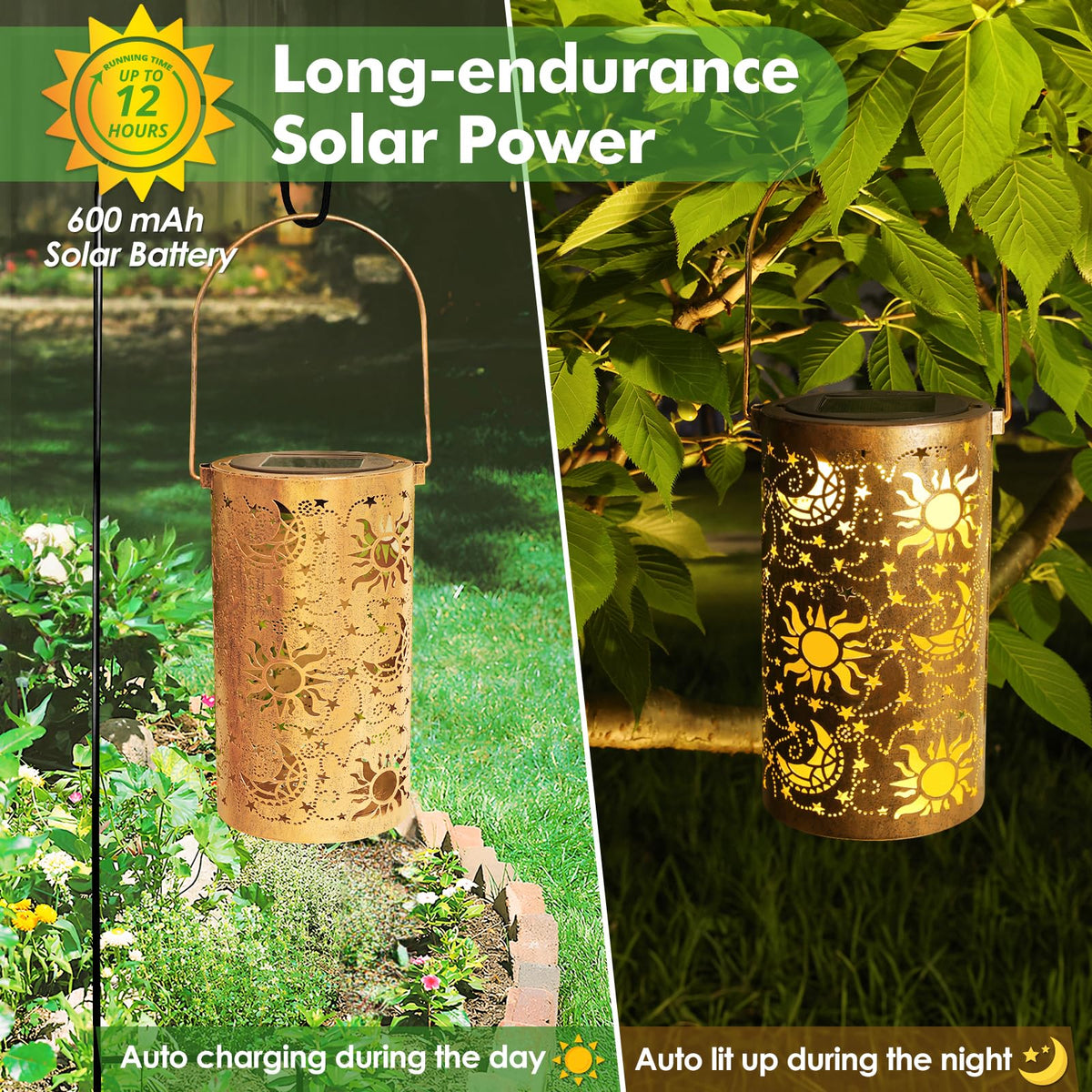 Solar Lanterns Outdoor Garden Decor Birthday Gift for Women Mom (3.9''x11.7'')