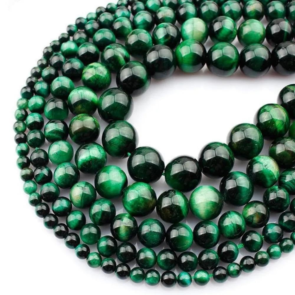108Pcs Green Tiger Eyes Spacer Loose Beads Bulk with Holes Handcrafted for DIY Bracelets Jewelry Making Crafts Supplies (Green Tiger Eyes / 8MM, 108pcs)