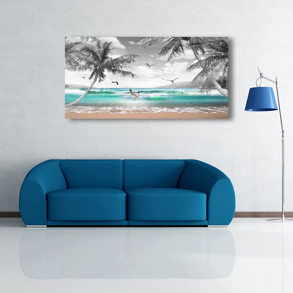 Beach Palm Pictures Canvas Wall Art For Living Room Bedroom Wall Decor (57"L x 28"W / Beach Palm Pictures Canvas Wall Art)