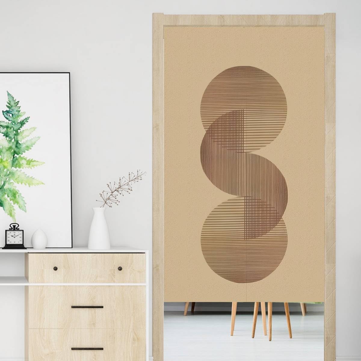 Japanese Noren Curtain Doorway Curtains 67in Long Size Traditional Room Divider for Kitchen Bedroom Pet Friendly Privacy Home Decor Three Zen (Three Zen-enso Circles / 33.5"W x 67"L (Pack of 1))