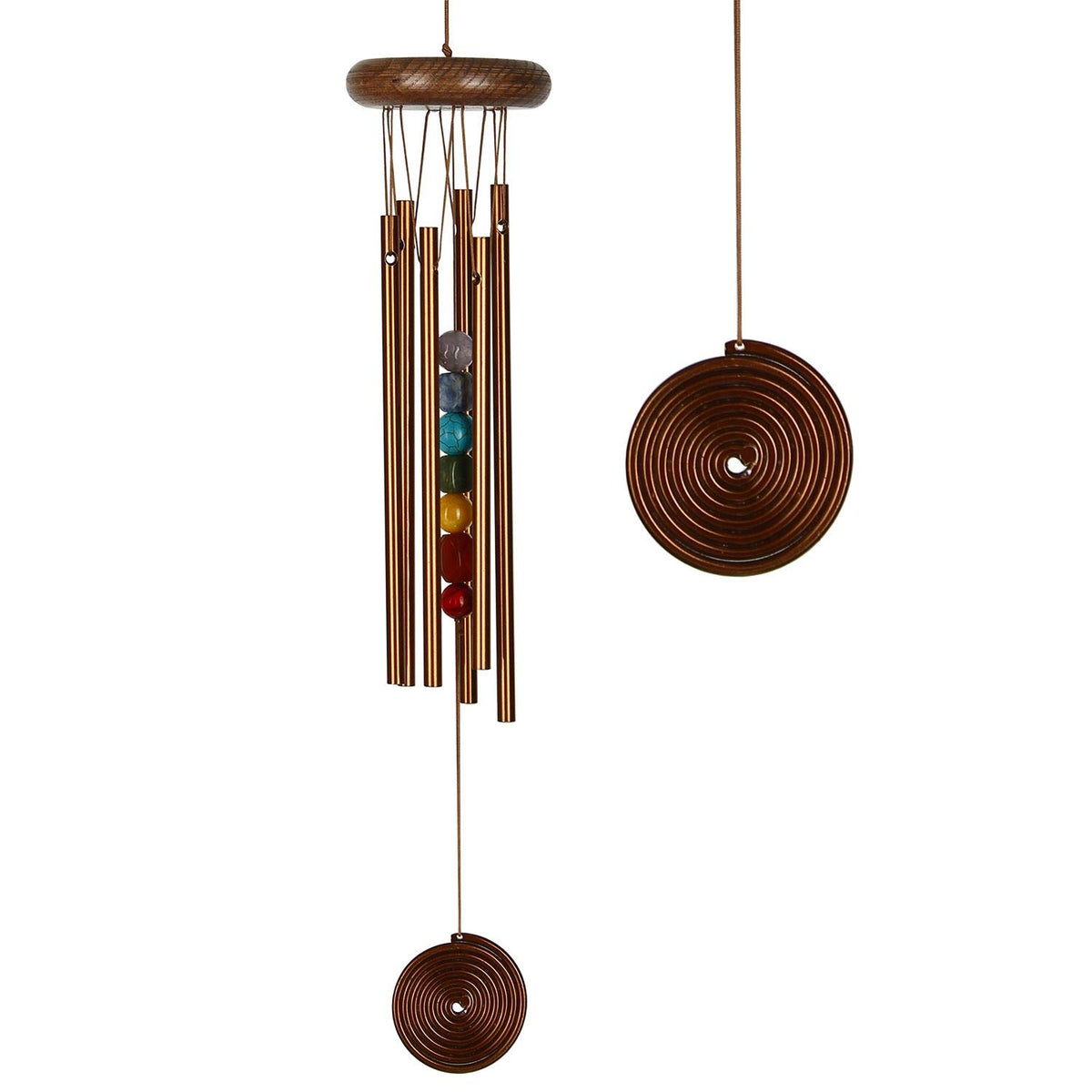 Woodstock Wind Chimes Chakra 7 Stones Windchime 17 Inch Bronze Eastern Energies Outdoor Yoga Meditation Chime for Outside Patio Home Garden Decor