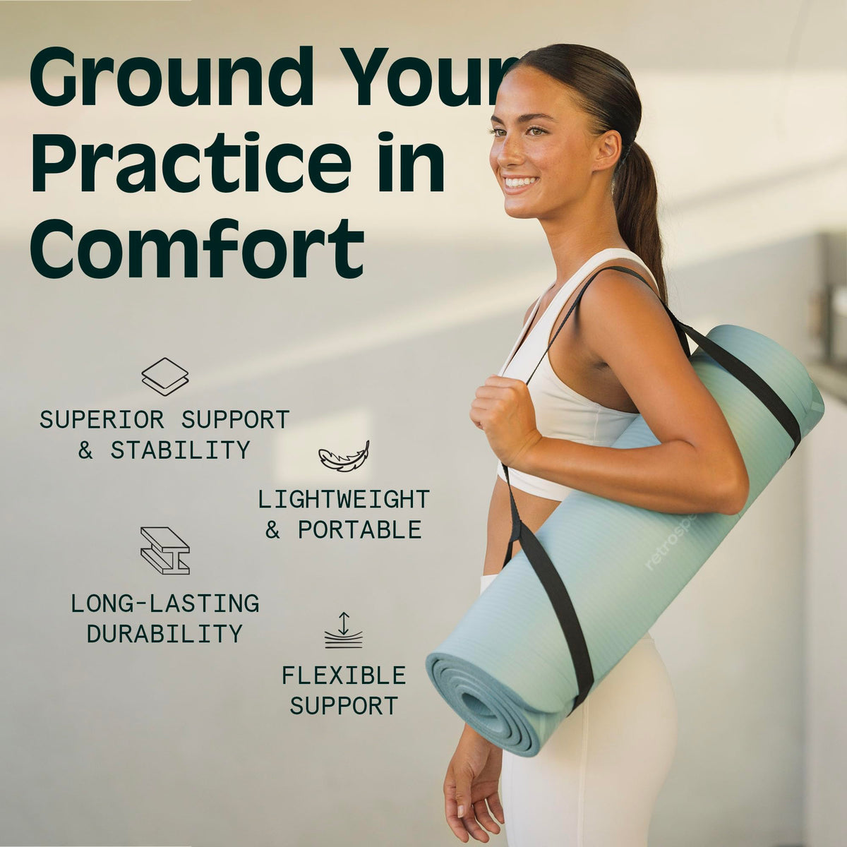 Solana 1" Extra Thick Yoga Mat Non Slip Exercise Mat w (Sage / 1 inch)