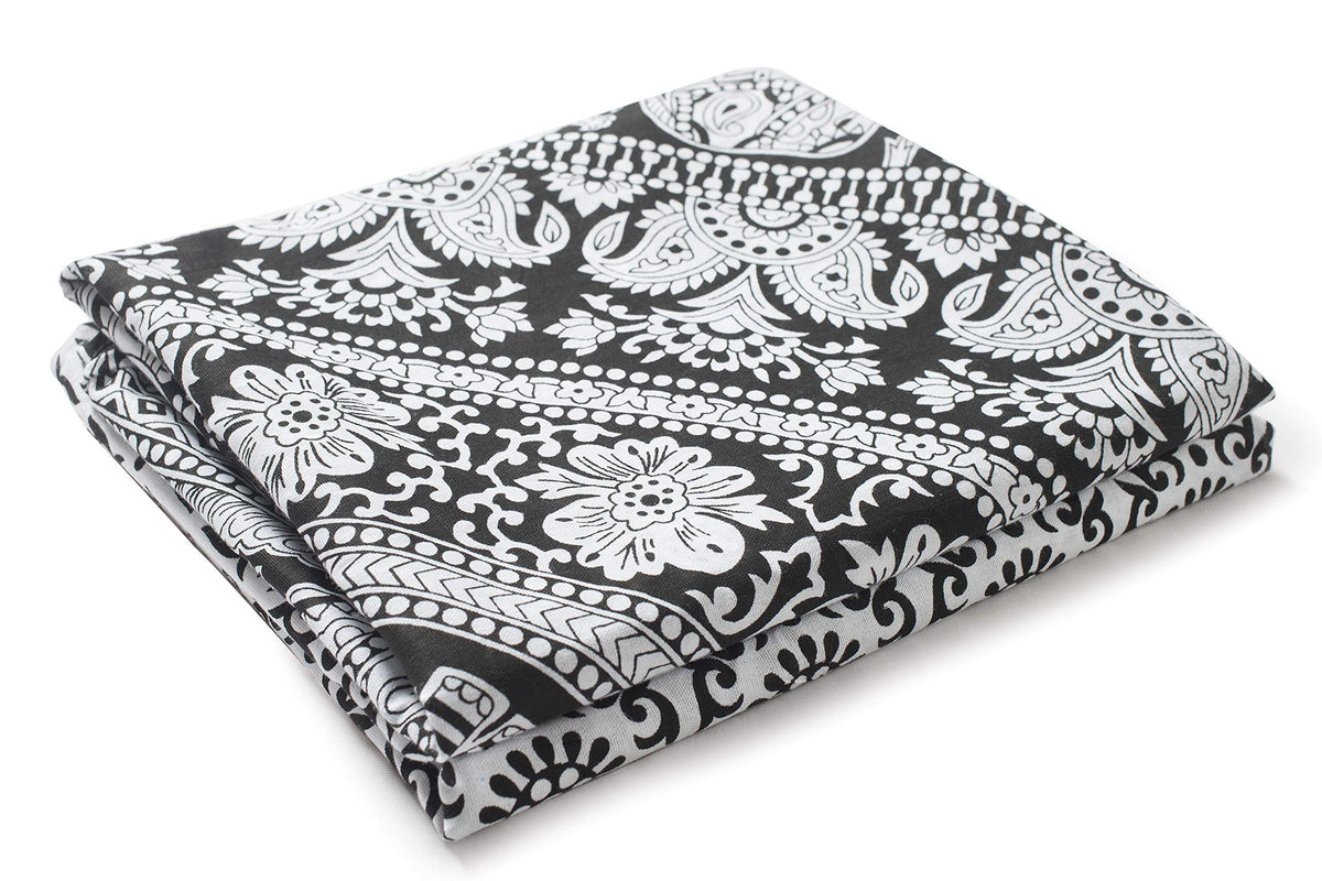Printed Curtains Panels Set of 2 Indian Hippie Bohemian Beautiful Elephant Mandala Curtain Panels Black and White 42x100 Inch (42"W x 100"L (Pack of 2) / Black and White)