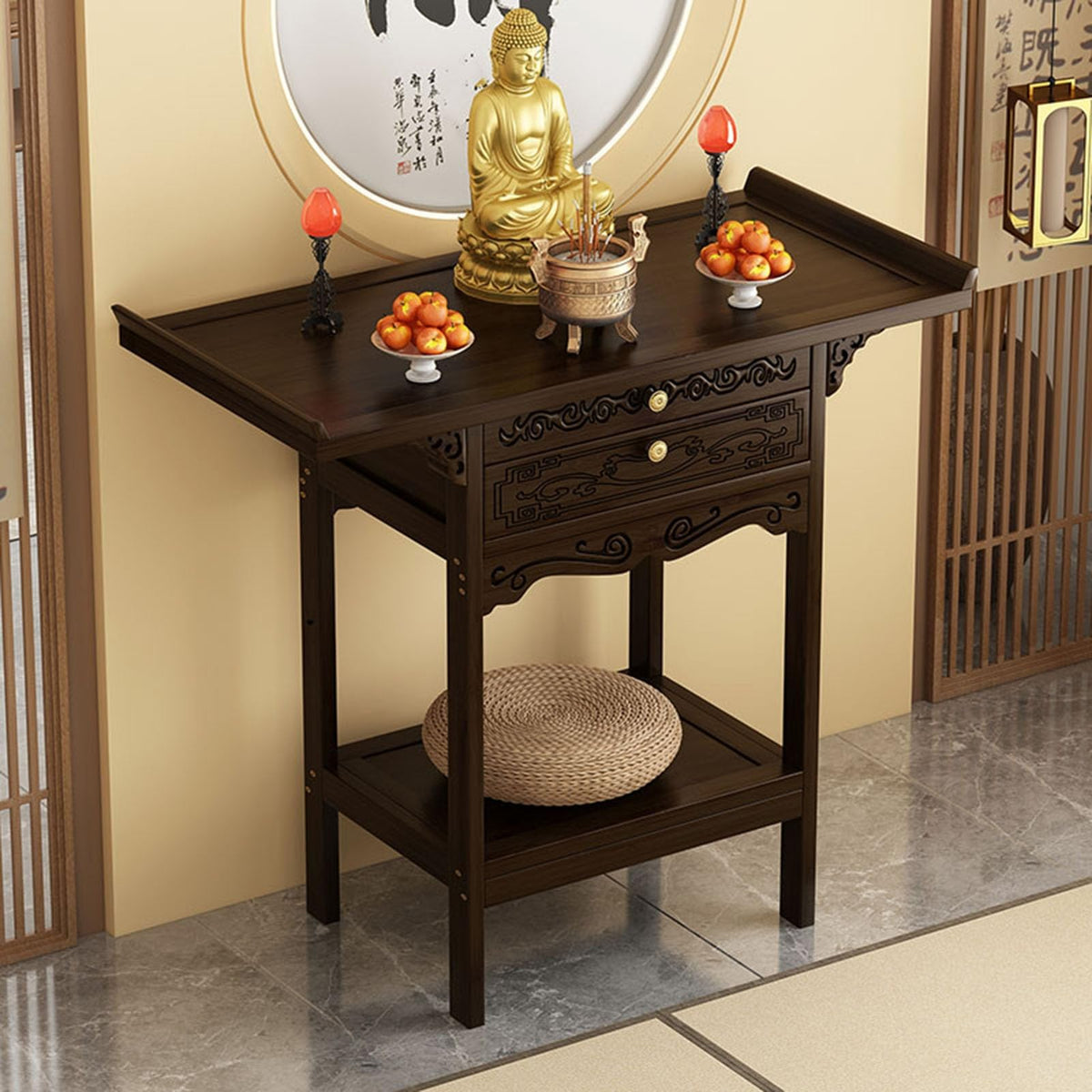 Meditation Altar Table Cabinet with Drawer (80*40cm/31.5*15.7in)