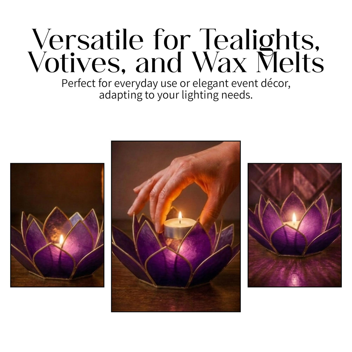 Mini Gemstone Lotus Tealight Holder (Tanzanite / Mini)