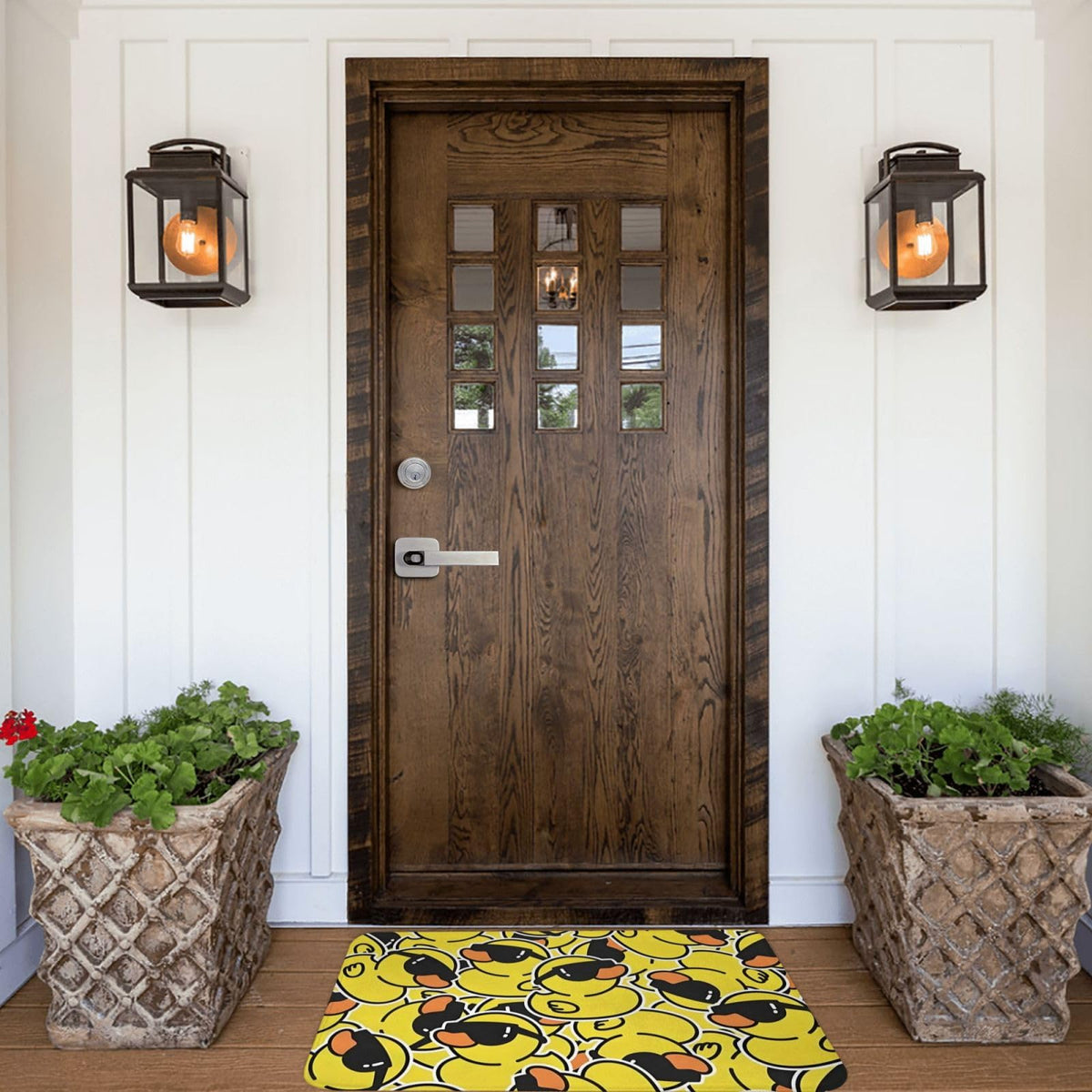 Cartoon Rubber Duck with Sunglasses Bath Mat Non (1'4" x 1'11" (Rectangular) / Yellow Duck Wearing Sunglasses)