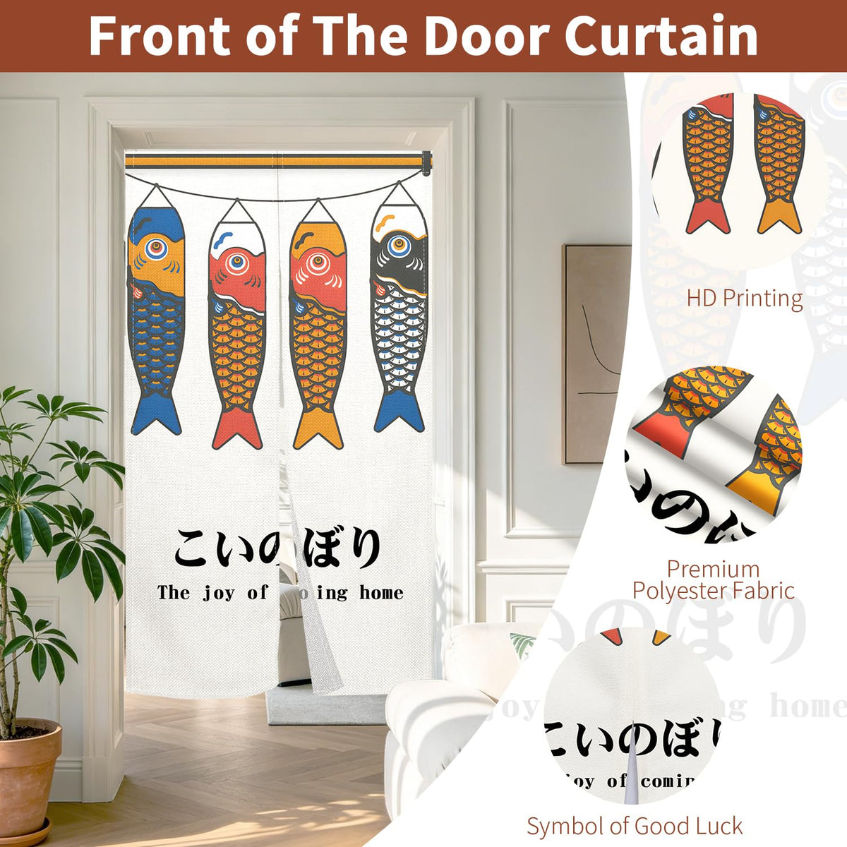 Japanese Noren Long Doorway Curtain Artistic Painting Door Curtains for Home Decor Sushi Restaurant Kitchen Partition Bedroom Door Decor (White)