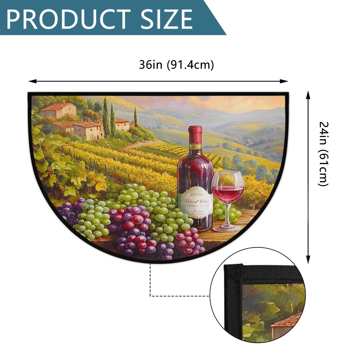 Wine Grapes Half Round Rug Half Moon Door Mat Half Circle Rugs (Z:color 6)