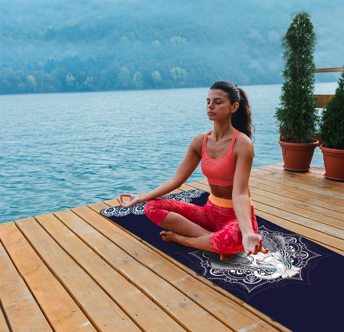 Printed Travel Yoga Mat (DarkBlue)