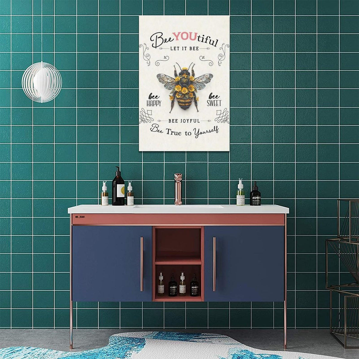Bee Wall Art Farmhouse Sunflower Honey Bee Pictures Wall Decor Inspirational Positive Quotes Canvas Painting Home Modern Artwork Decorations Framed for Living Room Bedroom Bathroom Office 16 x 24 inch (24"L x 16"W / Bee)