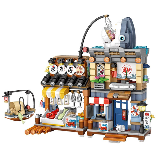 Japanese City Street View Seafood Store Mini Building Blocks Set 790 pcs (1231)