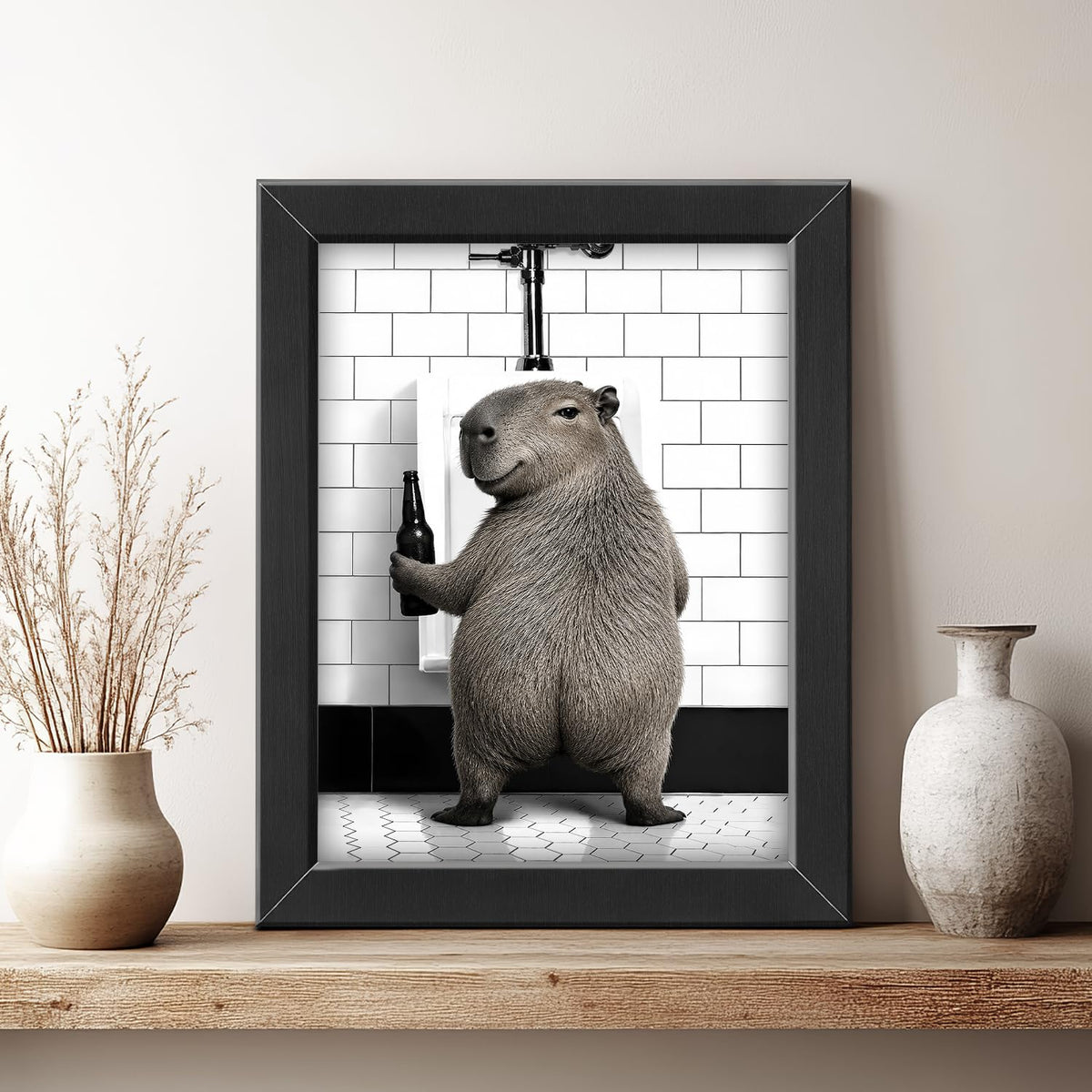Funny Bathroom Wall Art Framed Capybaras Bathroom Decor (Framed Bathroom Art 6 / 16"L x 12"W)