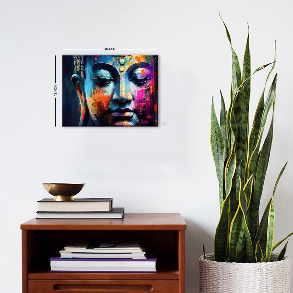 Abstract Buddha Wall Art for Living Room Colorful Buddha Mable Texture Canvas Picture Zen Wall Decor Pink Blue Thai Religious Artworks Spiritual Painting Prints Bedroom Office Home Decorations 12x16" (16"L x 12"W / Buddha)