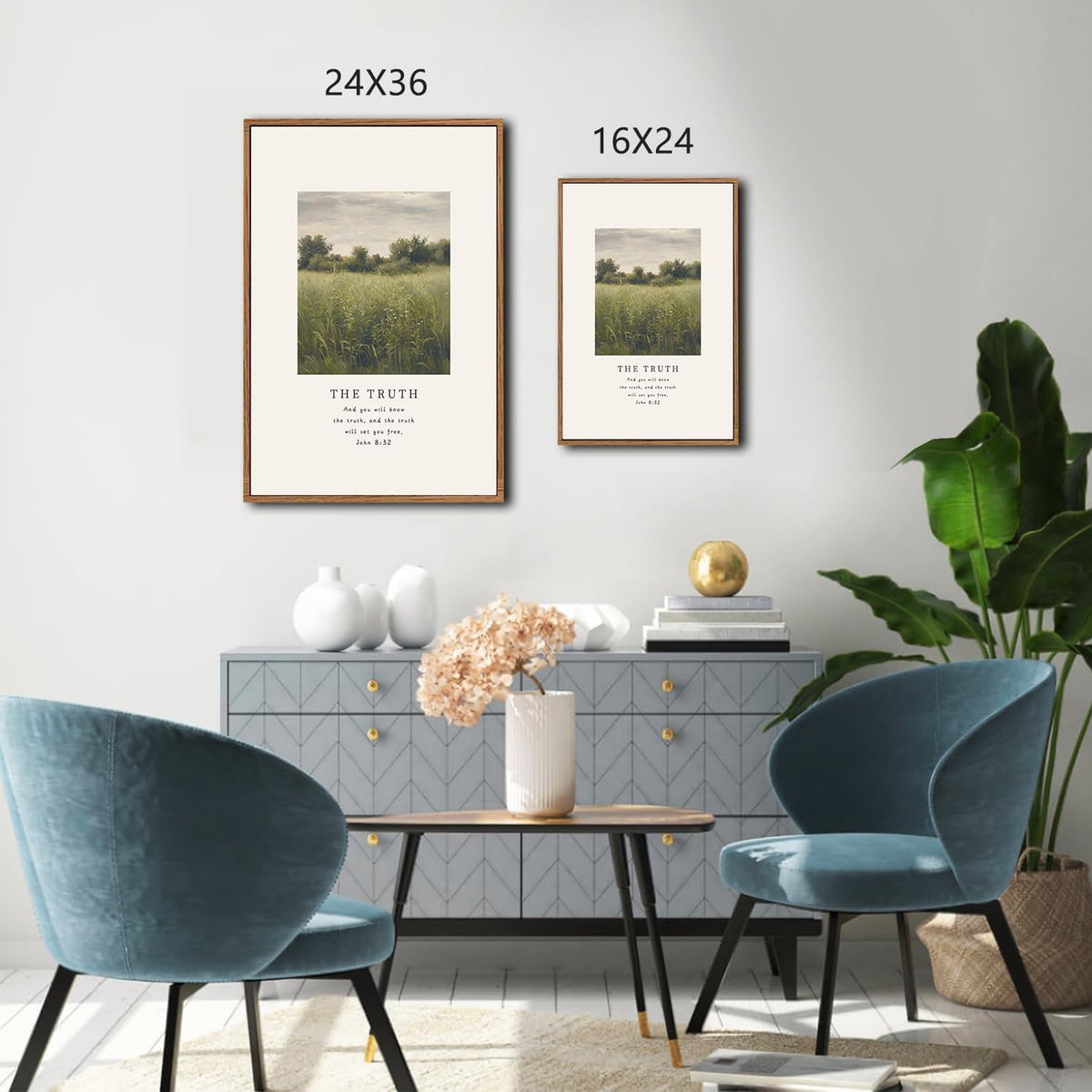 Christian Path Framed Canvas Wall Art Set (The Way / 24"L x 36"W)