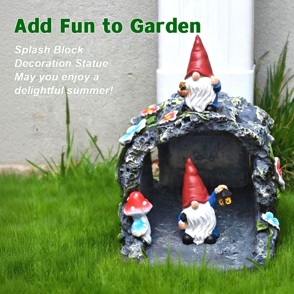 Gnome Sculpture Gutter Diverter Rain (Cave)