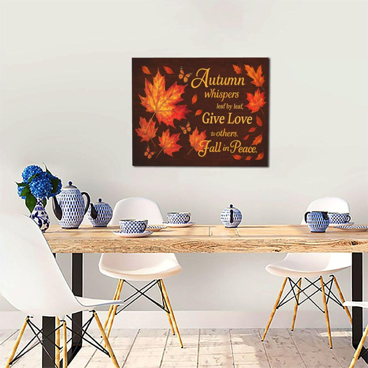 Fall Maple Leaves Wall Art Christian Canvas Wall Decor Pictures Christ Paintings Prints Religious Bible verse Artwork Framed Decorations For Church Prayer Room Bathroom Bedroom Living Room Gifts 20" x 16" (Maple Leaves / 20"L x 16"W)